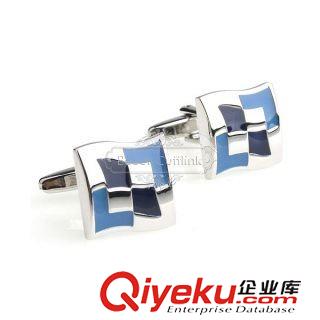 13元區(qū) 【廣州袖扣 袖扣定做】袖扣-藍色正方形袖扣 AE6089 金屬光面原始圖片2