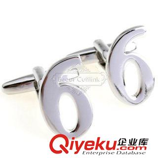 13元區(qū) 【袖扣現(xiàn)貨 飾品批發(fā)】銀色數(shù)字6袖扣 AE6870 金屬光面原始圖片2