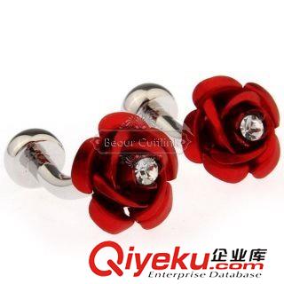 婚禮 【婚慶禮品飾品工藝品】袖扣-紅色花形袖扣 DA1503 鑲嵌工藝