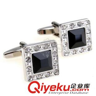 水晶 【袖扣工廠 小額混批】黑色水晶袖扣 AE6539 鑲嵌工藝