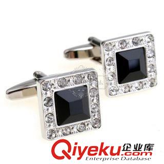 水晶 【袖扣混批】袖扣-黑色水晶袖扣 AE6961 鑲嵌工藝原始圖片2