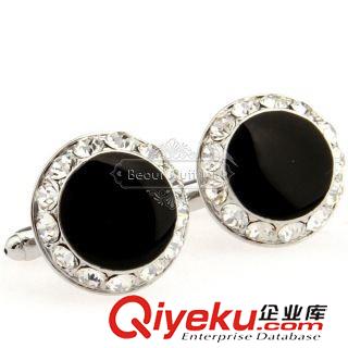 水晶 【袖扣現(xiàn)貨 金屬袖扣】圓形黑色袖扣 AE0645 寶石工藝原始圖片2