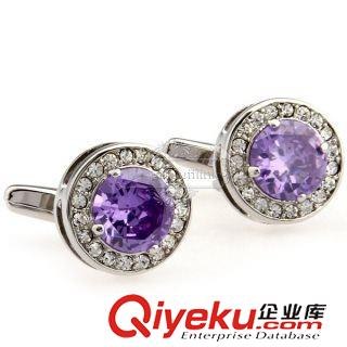 水晶 【袖扣現(xiàn)貨 西裝袖扣】袖扣-紫色圓形袖扣 AE0595 鑲嵌工藝原始圖片2