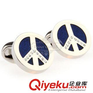 水晶 【袖扣廠家 求購袖扣】袖扣-藍色圓形袖扣 AE1443 鑲嵌工藝原始圖片2