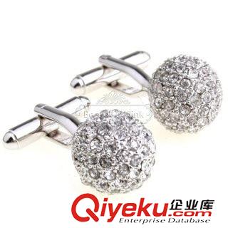 水晶 【袖扣現貨】袖扣定做-銀色球形袖扣 AE5672 鑲嵌工藝原始圖片2