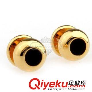 紐扣 【外貿袖扣 深圳禮品】黑色寶石 圓形袖扣 AE0289 金屬光面原始圖片2