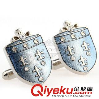 電影 【袖扣工廠 廣州袖扣】藍色盾狀袖扣 AE1134 金屬光面原始圖片2