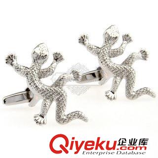 動物 【外貿袖扣】法式袖扣-銀色壁虎袖扣 AE0455 金屬工藝原始圖片2