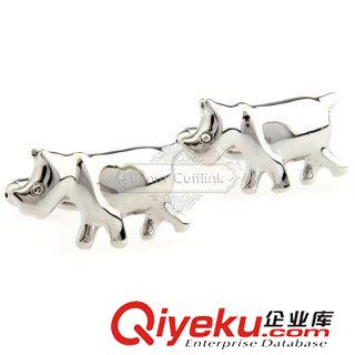 動(dòng)物 【袖扣工廠 廣州袖扣】銀色犀牛袖扣 AE0467 金屬工藝原始圖片2