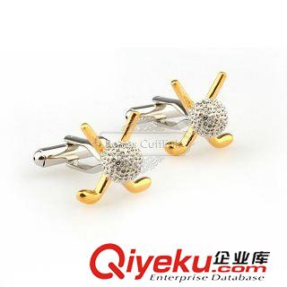 體育 【袖扣廠家】廣州袖扣-金色高爾夫球袖扣 DA6392 金屬光面原始圖片2