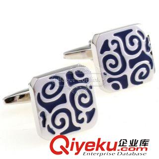 未分類 【定制袖扣】男士袖扣-藍色古典花紋袖扣 AE6142 滴膠工藝原始圖片2