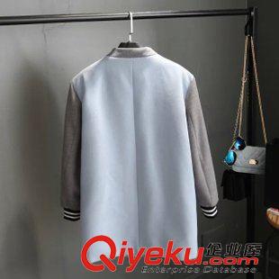 ★10月15號(hào)新款更新 2015秋冬新款刺繡貼標(biāo)拼色長(zhǎng)袖中長(zhǎng)款毛呢棒球服外套 女 YZ10207原始圖片3
