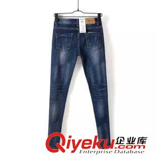 ★10月13號新款更新 歐洲站秋季新款 時尚修身一?？叟Ｗ醒?做舊水洗白牛仔長褲子原始圖片2
