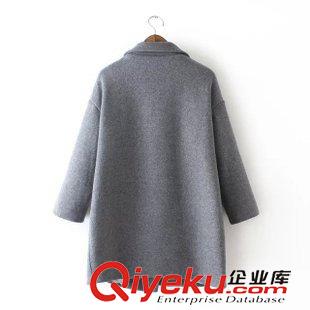 ★10月11號新款更新 2015秋冬新款寬松翻領刺繡貼標中長款毛呢外套大衣 女 ZL10157原始圖片2