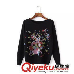 ★10月11號(hào)新款更新 2015秋裝新款日韓時(shí)尚長(zhǎng)袖幾何圖形毛衣長(zhǎng)袖針織衫  女裝上衣原始圖片2
