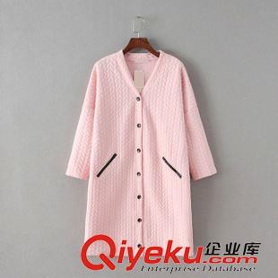 ★10月11號新款更新 2015秋冬新款立體壓花雙拉鏈口袋針織棉長款開衫外套 女 YM10144原始圖片2