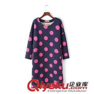 ★10月11號(hào)新款更新 2015秋冬新款?yuàn)A絲棉壓面幾何波點(diǎn)印花大碼寬松打底連衣裙 女原始圖片2