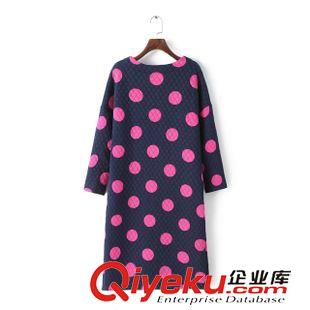 ★10月11號(hào)新款更新 2015秋冬新款?yuàn)A絲棉壓面幾何波點(diǎn)印花大碼寬松打底連衣裙 女原始圖片3