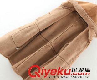 ★10月9號新款更新 歐洲站2015冬季新品麂皮絨皮毛一體中長款連帽大衣外套 女原始圖片3