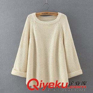 ★10月9號(hào)新款更新 2015秋冬新品 韓版寬松袖子套頭純色毛衣 女裝上衣原始圖片3