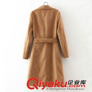 ★10月9號新款更新 2015秋冬新款歐美風(fēng)時尚鹿皮絨修身長款風(fēng)衣外套女 B31116原始圖片2
