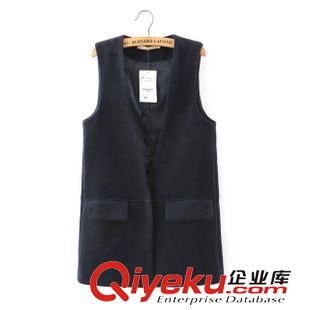 ★10月9號(hào)新款更新 2015秋冬新品 專(zhuān)柜款羊毛呢料百搭純色中長(zhǎng)款一粒扣馬甲 女裝上衣原始圖片2