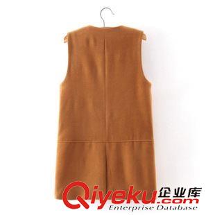 ★10月9號(hào)新款更新 2015秋冬新品 專(zhuān)柜款羊毛呢料百搭純色中長(zhǎng)款一粒扣馬甲 女裝上衣原始圖片3