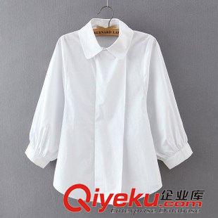 ★10月9號(hào)新款更新 韓國(guó)代購款 純色時(shí)尚氣質(zhì)燈籠袖百搭襯衫五分袖翻領(lǐng)開衫 女裝上衣原始圖片3