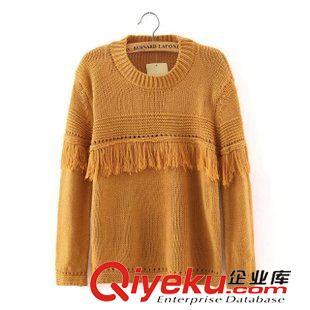 ★10月9號新款更新 歐洲站秋季新款 時尚歐美風(fēng)流蘇鏤空套頭毛衣 女裝上衣原始圖片2
