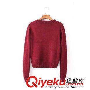 ★10月7號(hào)新款更新 2015秋冬新款復(fù)古宮廷刺繡百搭修身短款套頭針織毛衣 女 D31075原始圖片2