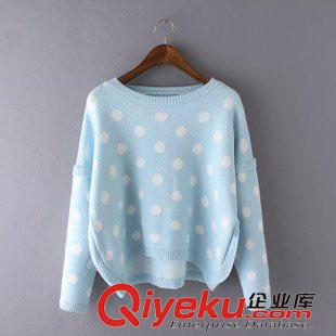 ★10月7號新款更新 2015秋冬新款韓版學(xué)生風(fēng)波點寬松套頭針織毛衣外套 女 E11079原始圖片2