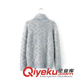 ★10月7號新款更新 2015秋冬新款立體提花棒針高領(lǐng)寬松長袖套頭毛衣 女上衣 D31073原始圖片3