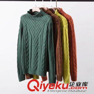 ★10月7號(hào)新款更新 2015秋冬新款拼色幾何提花中長(zhǎng)款寬松休閑款圓領(lǐng)針織毛衣 女