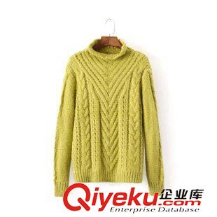 ★10月7號新款更新 2015秋冬新款百搭半高領(lǐng)提花套頭寬松針織毛衣 女上衣 D31072原始圖片2