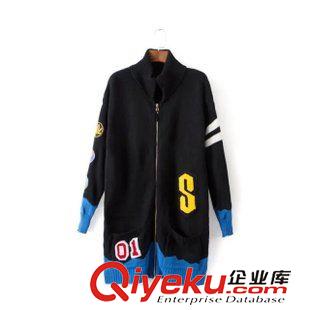 ★10月7號(hào)新款更新 2015秋冬新款拼色幾何提花中長(zhǎng)款寬松休閑款圓領(lǐng)針織毛衣 女