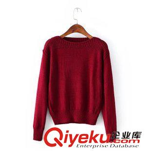 ★10月5號(hào)新款更新 2015秋冬新款氣質(zhì)優(yōu)雅圓領(lǐng)套頭純色針織毛衣短款針織衫 女 N81001原始圖片2