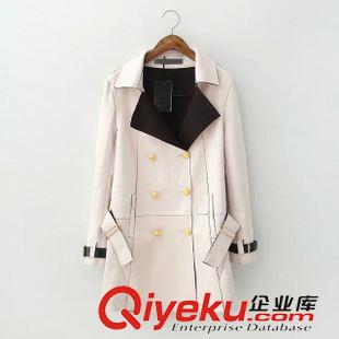 ★9月30號新款更新 2015秋冬新款麂皮絨雙排扣修身中長款長袖風衣外套 女 R29510原始圖片2