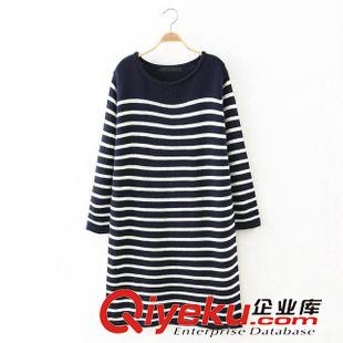 ★9月18號(hào)新款更新 2015秋季新款條紋長(zhǎng)款寬松長(zhǎng)袖套頭針織毛衣 上衣 女 E49354原始圖片2