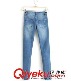 ★9月16號新款更新 韓版秋季新款 時(shí)尚修身水洗白牛仔休閑長褲 雙口袋顯瘦女褲原始圖片3