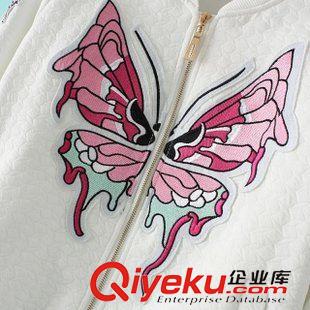 ★9月14號新款更新 2015秋季新款甜美刺繡蝴蝶貼布長袖拉鏈夾克衫休閑立領外套 女原始圖片3