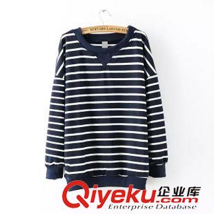 ★9月12號新款更新 2015秋季新款寬松條紋套頭衛衣女式長袖休閑款上衣 女 A29233原始圖片2