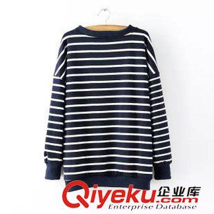 ★9月12號新款更新 2015秋季新款寬松條紋套頭衛衣女式長袖休閑款上衣 女 A29233原始圖片3