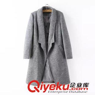 ★9月12號新款更新 2015秋季新款韓版氣質(zhì)修身西裝領(lǐng)中長呢子大衣外套 女 A29230原始圖片2