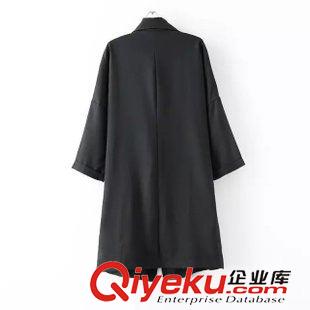 ★9月12號新款更新 2015秋季新款休閑寬松中袖翻領(lǐng)風(fēng)衣純色中長款外套 女 A29228原始圖片3