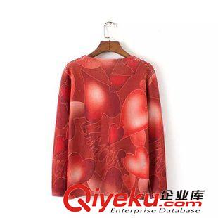 ★9月12號(hào)新款更新 2015秋季新款愛心數(shù)碼印花修身長(zhǎng)袖針織衫毛衣 女 D39223原始圖片2