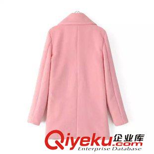 ★9月10號(hào)新款更新 2015秋季新款粉色寬松毛呢大衣中長(zhǎng)款長(zhǎng)袖外套 女 D79196原始圖片2