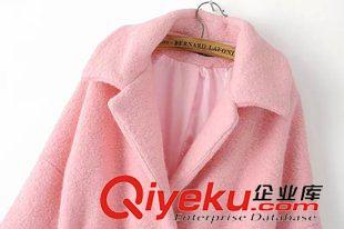 ★9月10號新款更新 2015秋季新款明星款寬松中長款粉色腰帶大衣外套 女 D79195原始圖片3