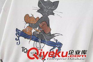 ★9月8號新款更新 2015秋季新款卡通貓咪印花拉鏈側開叉寬松套頭衛衣上衣 女 F69150原始圖片3