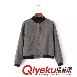 ★9月8號(hào)新款更新 2015秋季新款格子短款長袖外套+下擺花邊半身裙短裙兩件套套裝 女原始圖片2