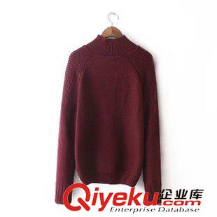 ★9月6號(hào)新款更新 2015秋季新款復(fù)古學(xué)院風(fēng)肩膀系帶高領(lǐng)針織套頭毛衣 女 E19115原始圖片2